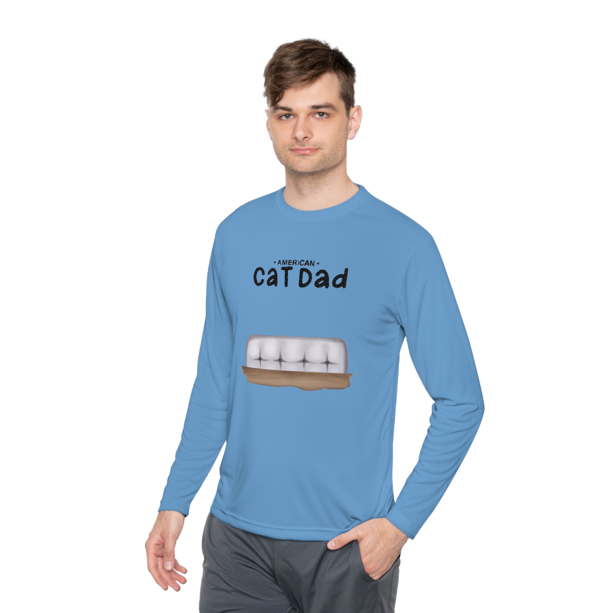 American Cat Dad | Unisex Lightweight Long Sleeve Tee